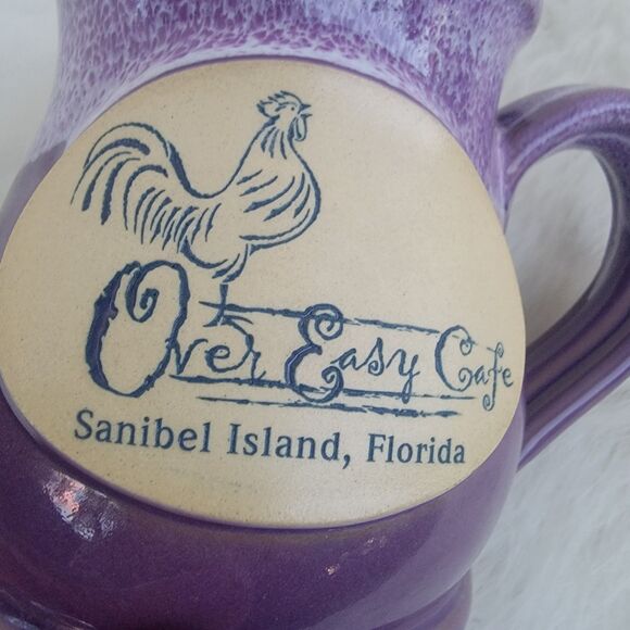 Deneen Pottery Mug Purple Drip Glaze Cup Over Easy Cafe Sanibel Island Florida - Picture 5 of 5